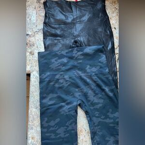 2 Spanx Black and Camouflage Leggings